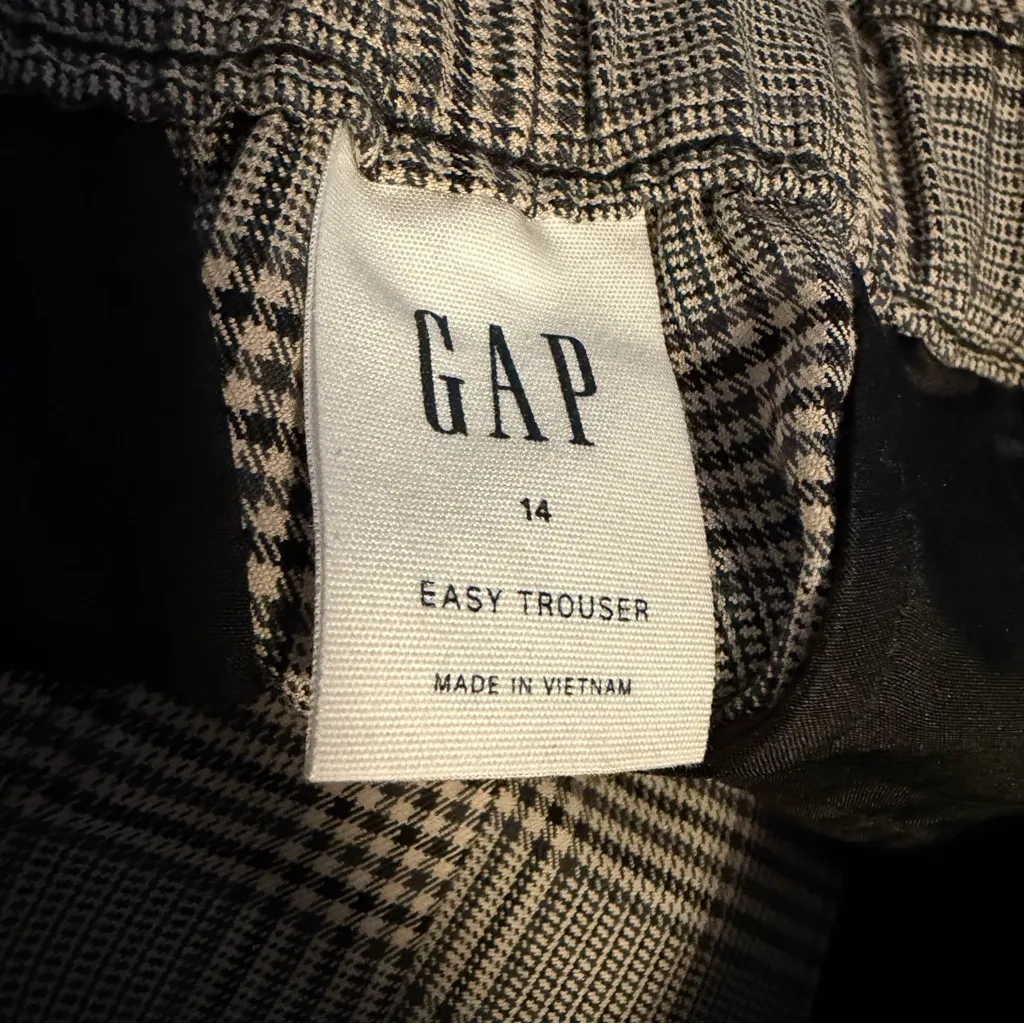 Gap Easy Trousers in black plaid wide leg womens size 14 academia preppy classic - Image 5