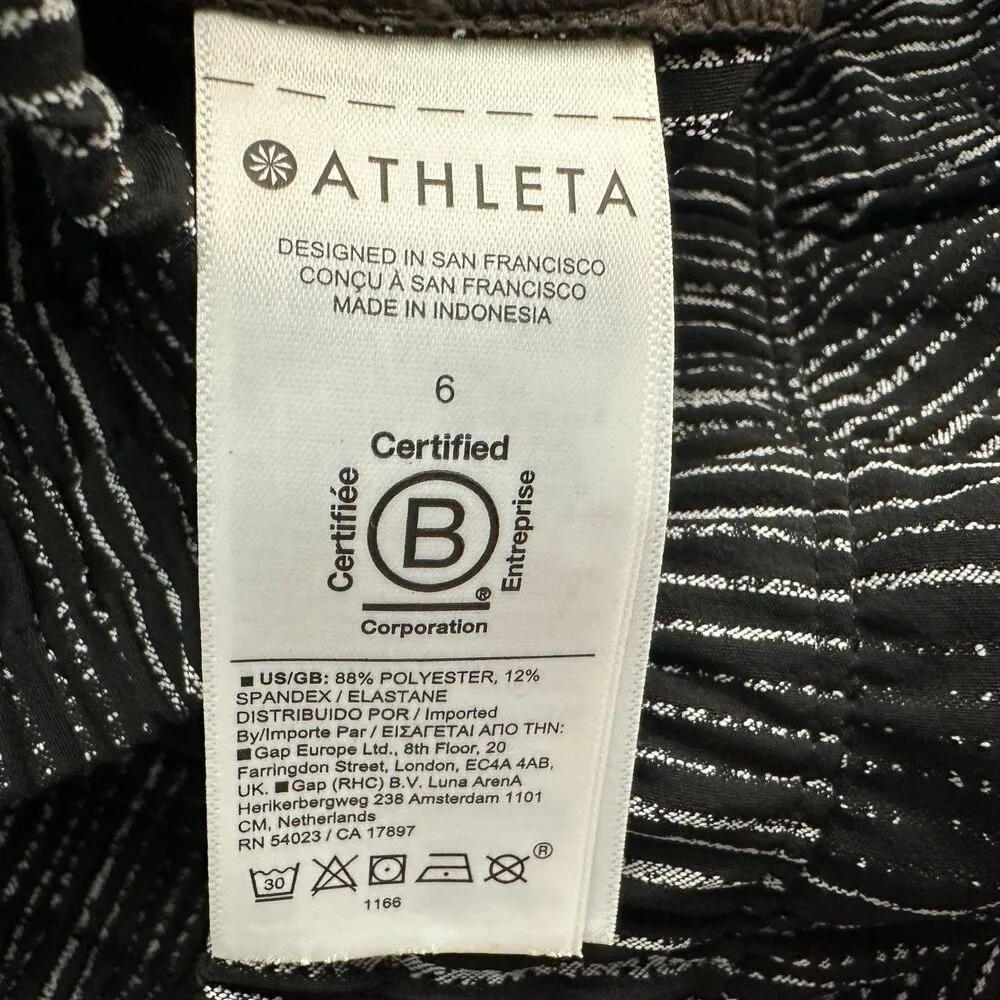 Athleta 305514 Trekkie Pants Flowy Pull On Drawstring Abstract Stripe Black 6 - Image 5