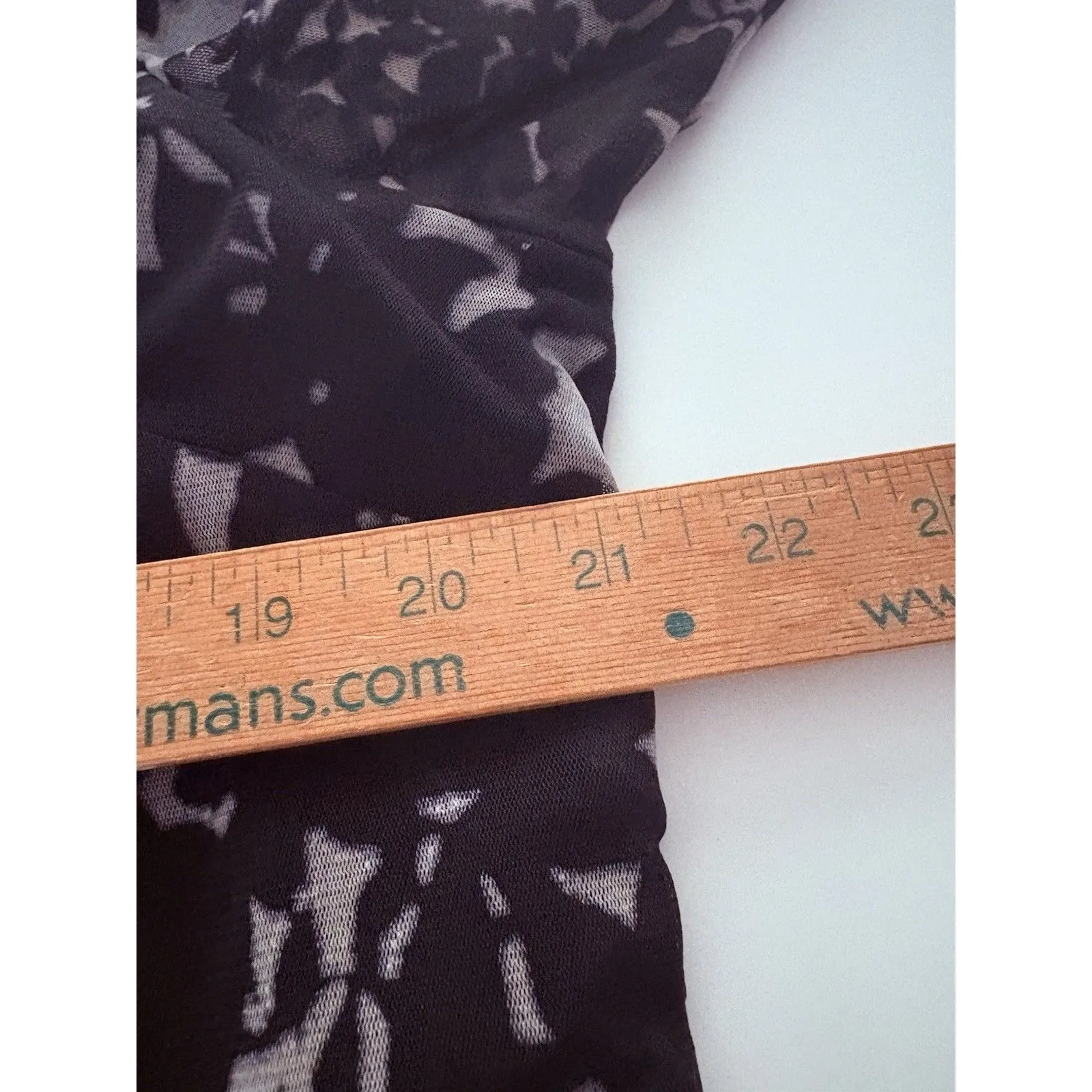 INC Floral Top Womens XL Black Sheer Cold Shoulder Ruffle Whimsigoth Lined - Image 11