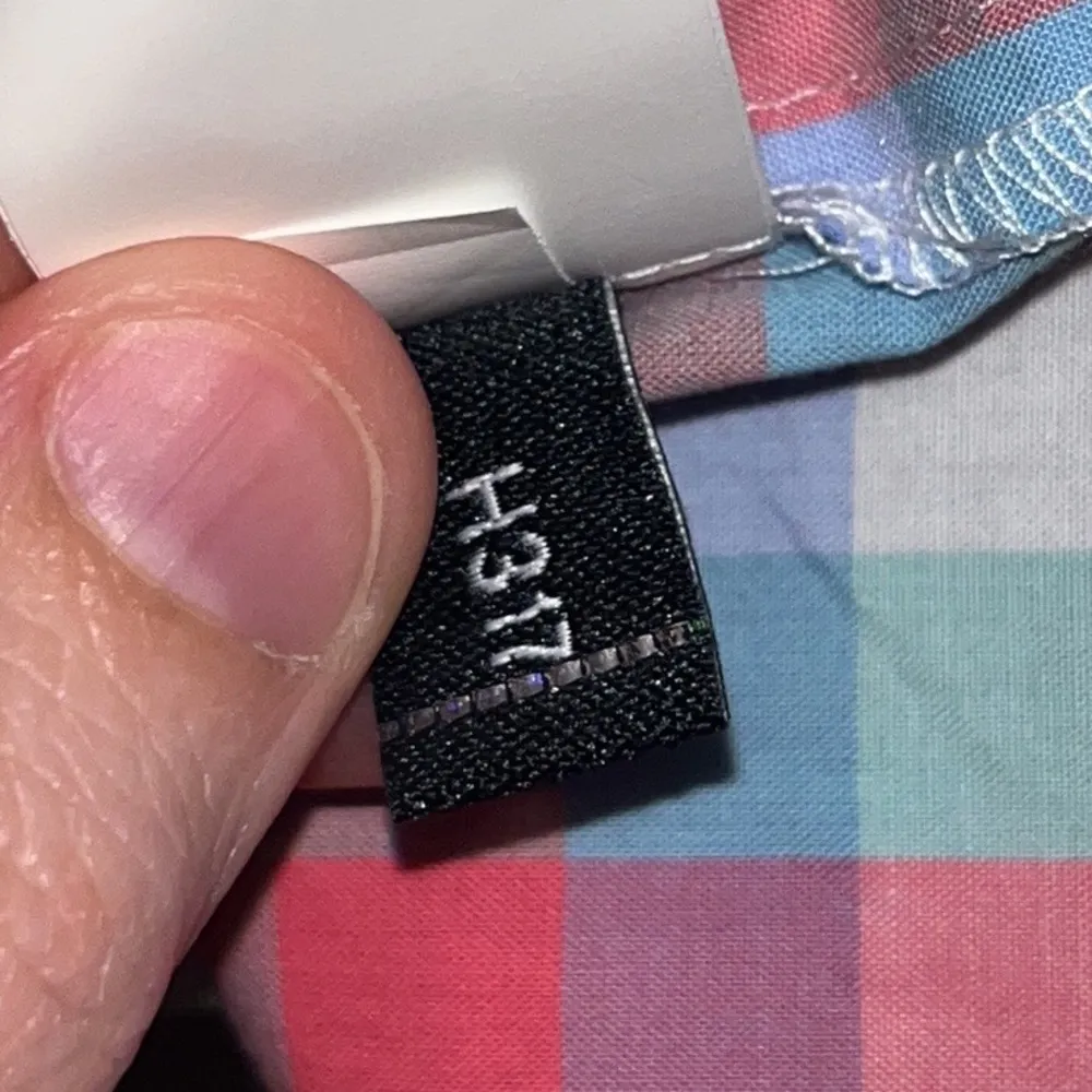 Kate Spade Madras Off Shoulder Top Blouse 3/4 Sleeve Pink Blue Gingham XXS - Image 8