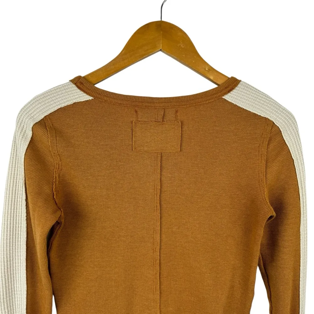 Free People Tasha Snaps Button cuff Color Block Thermal Top in Ochre Combo XS - Image 9