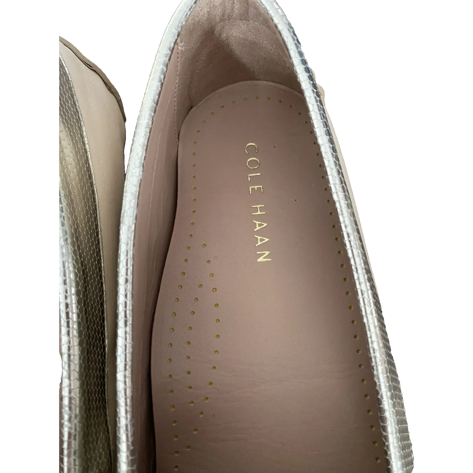 Cole Haan Evelyn Driver Leather Loafers Size 8.5 NWOB Tan White Gold - Image 6