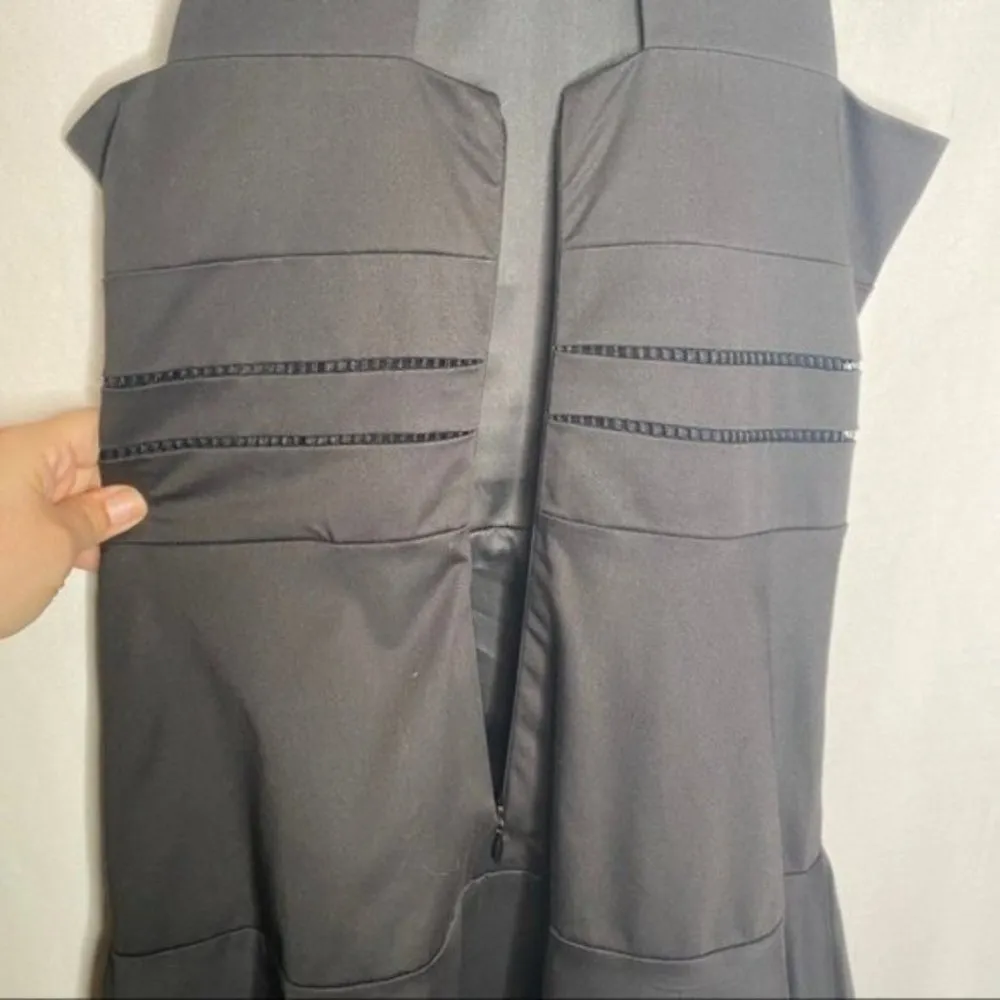 Parker Brady Seamed Flare-Hem Mini Dress in Black - Image 10