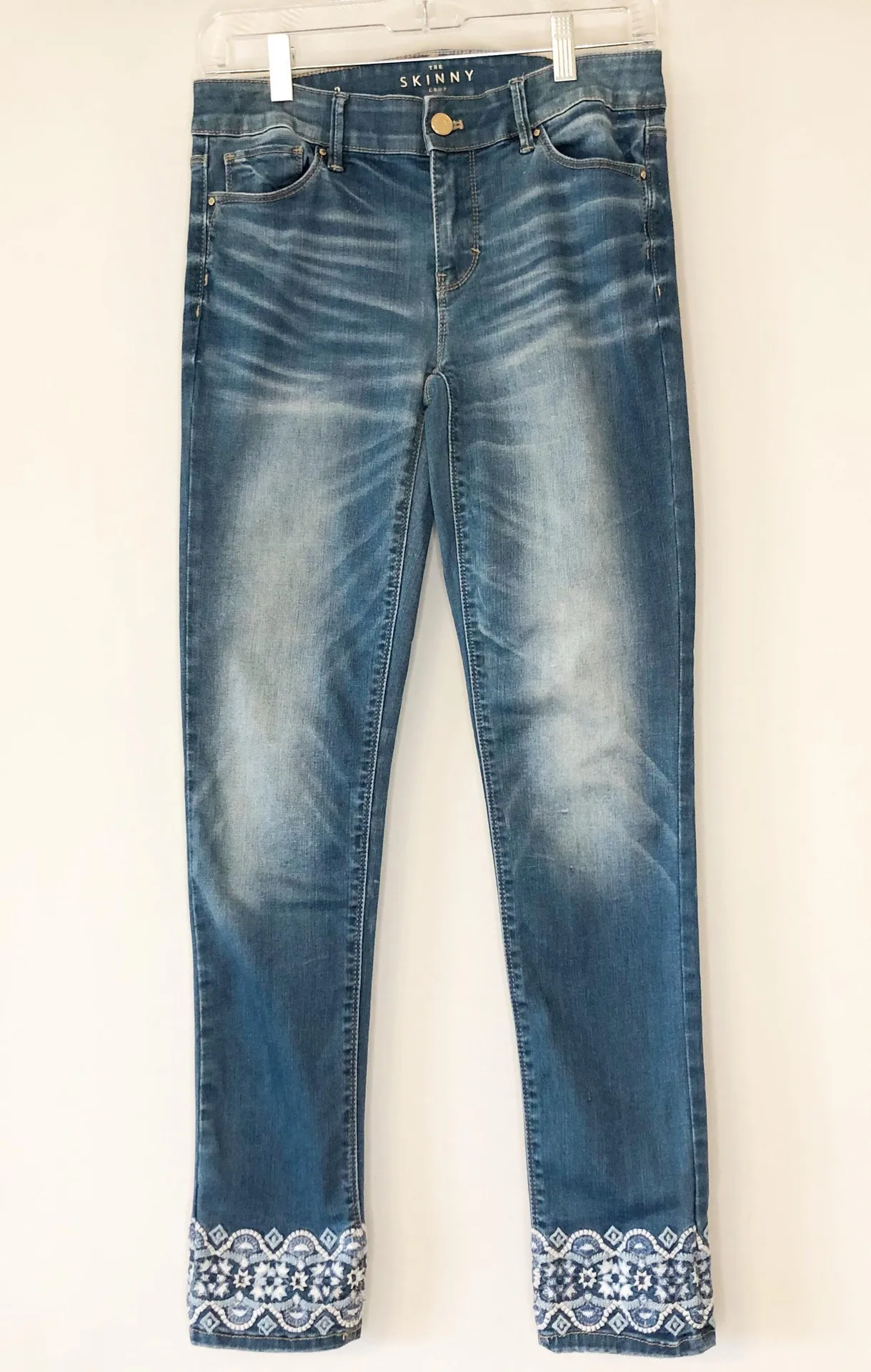 White House | Black Market WHBM Embroidered Cropped Skinny Jeans - Image 2