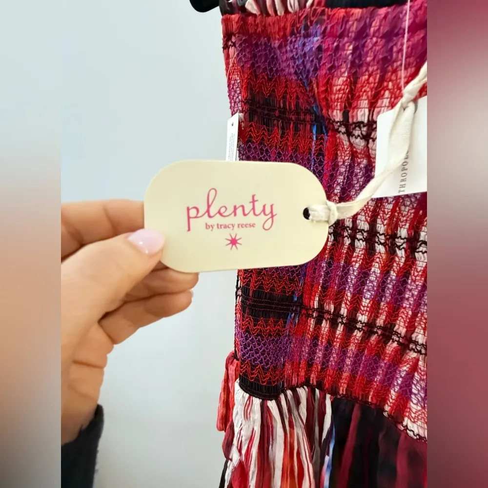 PLENTY BY Tracy Reese for Anthropologie Strapless Tiered Mini Dress Size… Red Size M - Image 6