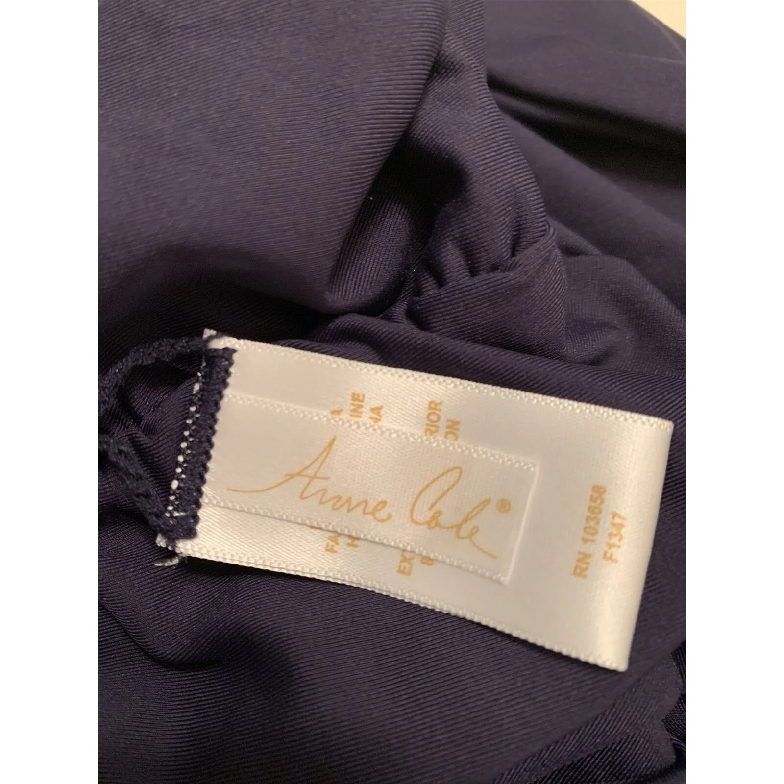 ANNE COLE Convertible High Waist Bikini Bottom Swimwear Navy Blue Womens Large - Image 2