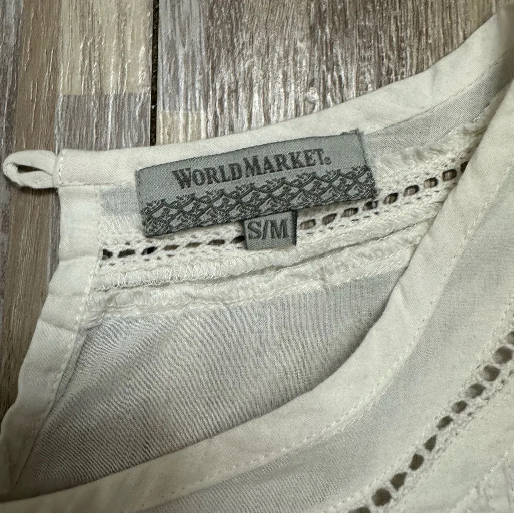 Bohemian World Market Embroidered White Peasant Blouse Tunic Sm/Med - Image 5