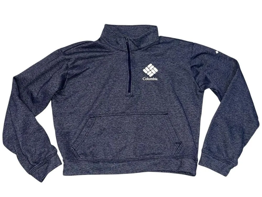Columbia Navy Blue Heather Trek French Terry Cropped 1/2 Zip Cropped Sweatshirt - Image 6