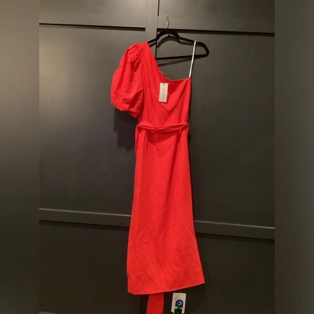 Cara Cara Lucia Dress high risk red bubble sleeve one shoulder cocktail dress M Size M - Image 11