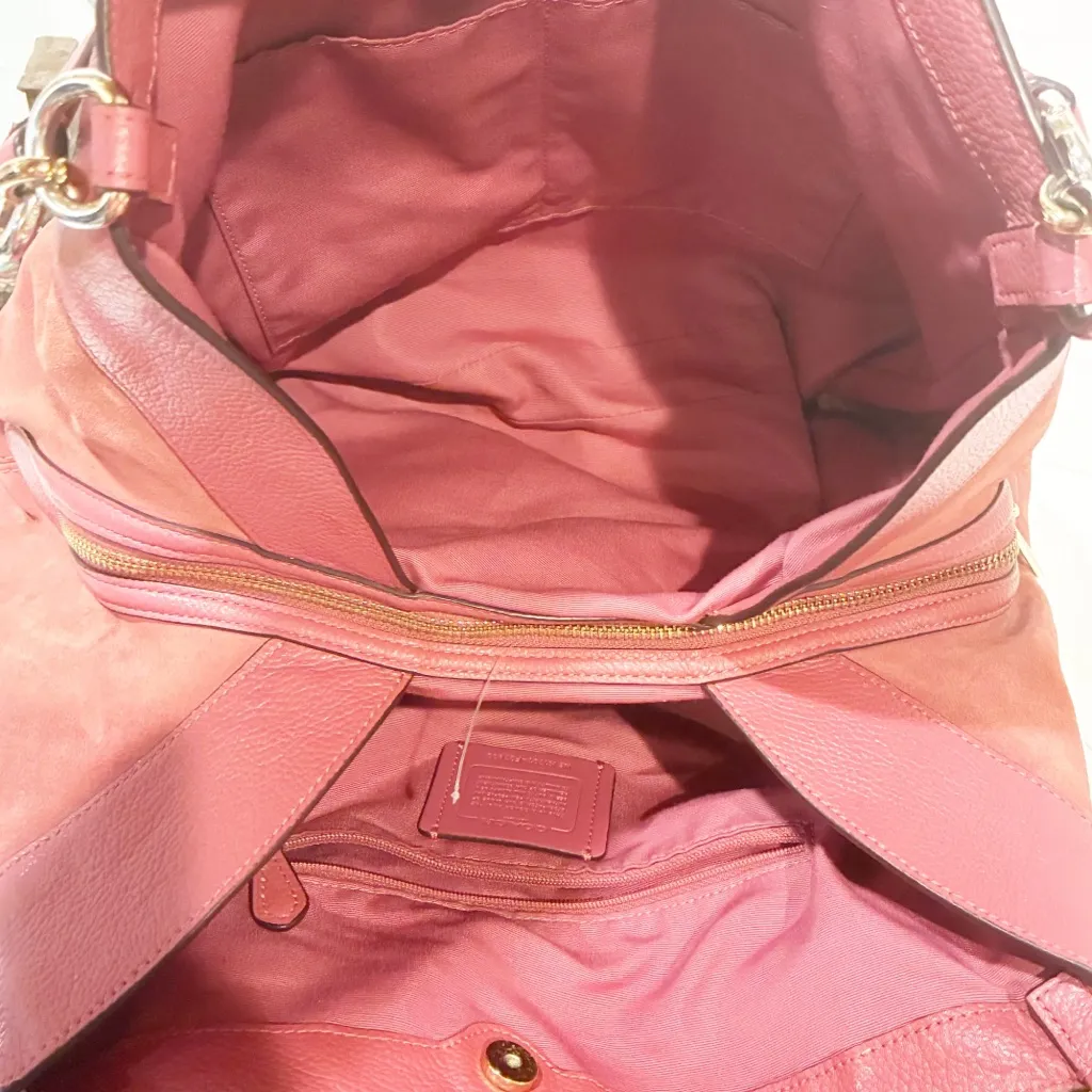 Coach Dalton 31 Leather/Suede Large Shoulder Satchel Bag Dust Pink - Image 6