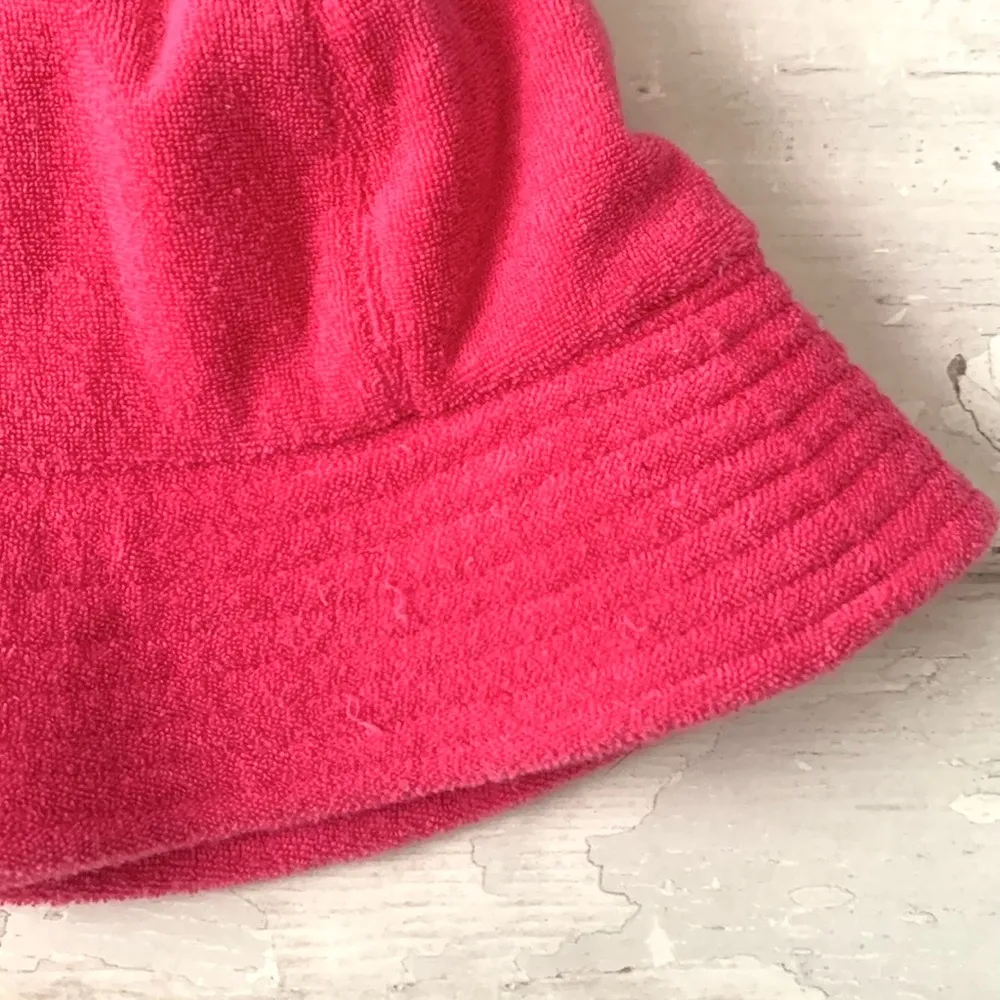 Hot Pink Bucket Hat Terry Cloth Summer Spring Womens OS Adult - Image 2