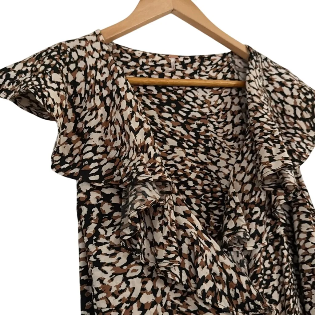 Free People French Quarter Wrap Mini Dress Medium Cheetah‎ Print - Image 8