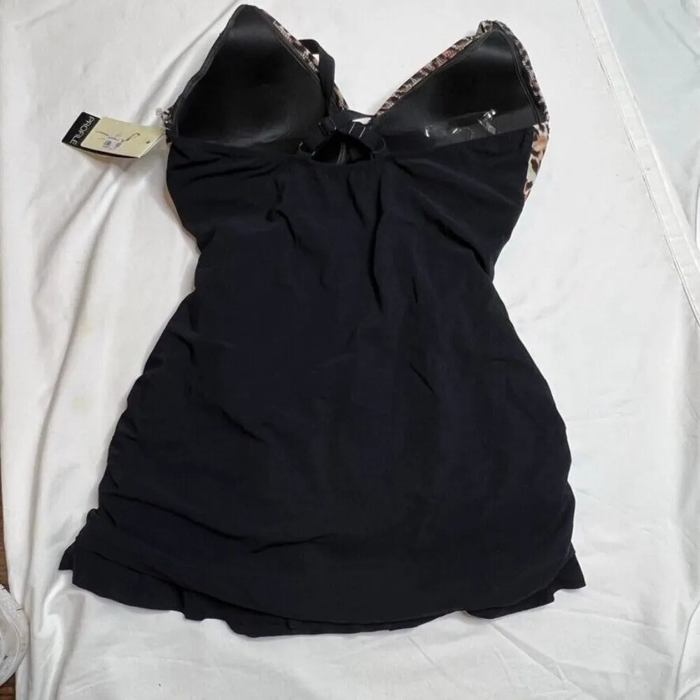 Profile by Gottex $178 Wild Thing Swim Dress Black Size 20W - Image 3