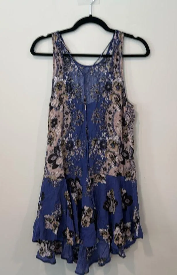 Free People Printed Dobby Dot Flouncy Hem Slip Boho Floral Dress size  XS - Image 5