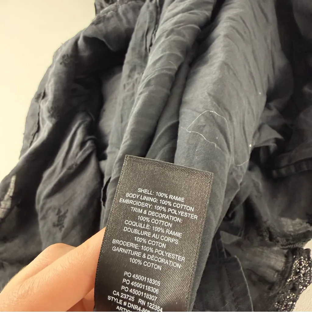 Wilfred Black Embroidered Tiered Midi Dress (M) - Image 6