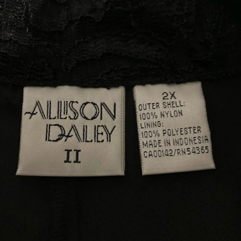 ALLISON DAILEY II, Women’s Black Lace Overlay top, Size 2X, Button Down, Lined - Image 4