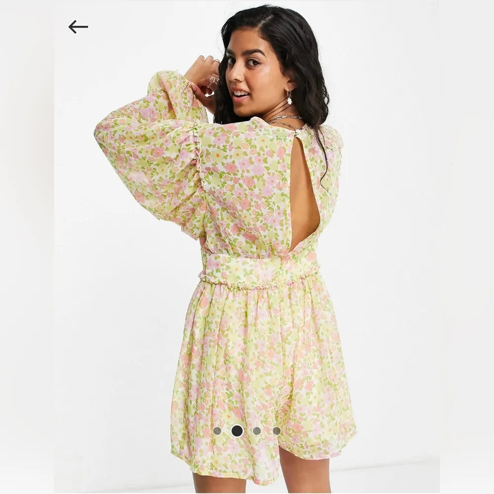 ASOS Design Button Front Long Sleeve Romper in 70s Floral - Image 3