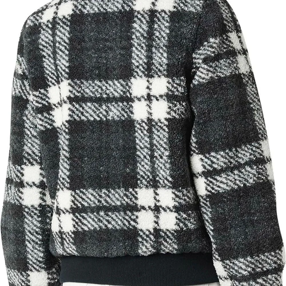 Essentials Women's Teddy Faux Shearling Funnel Collar Jacket XL women Black - Image 3