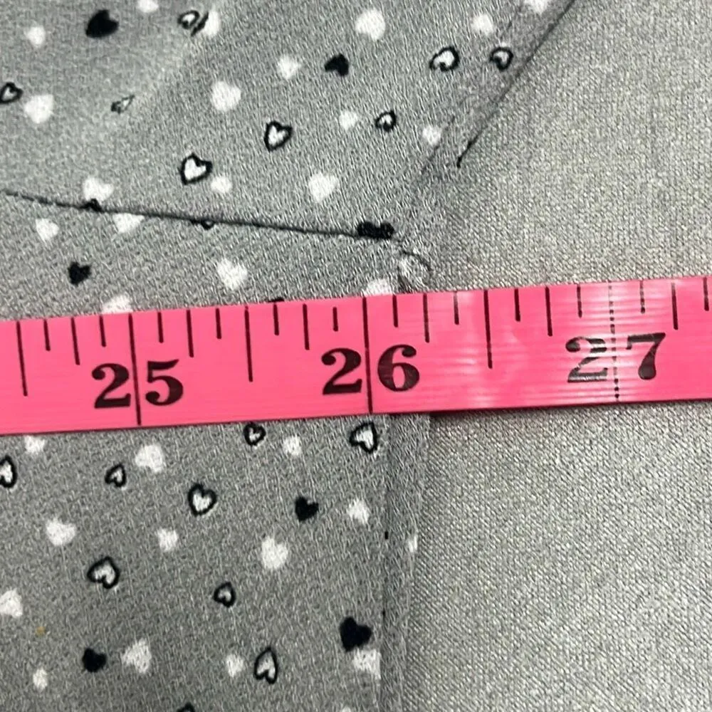 Adrianna Papell 2X Gray Black Heart Print Blouse Flowy Long Sleeve Loose Fit - Image 9