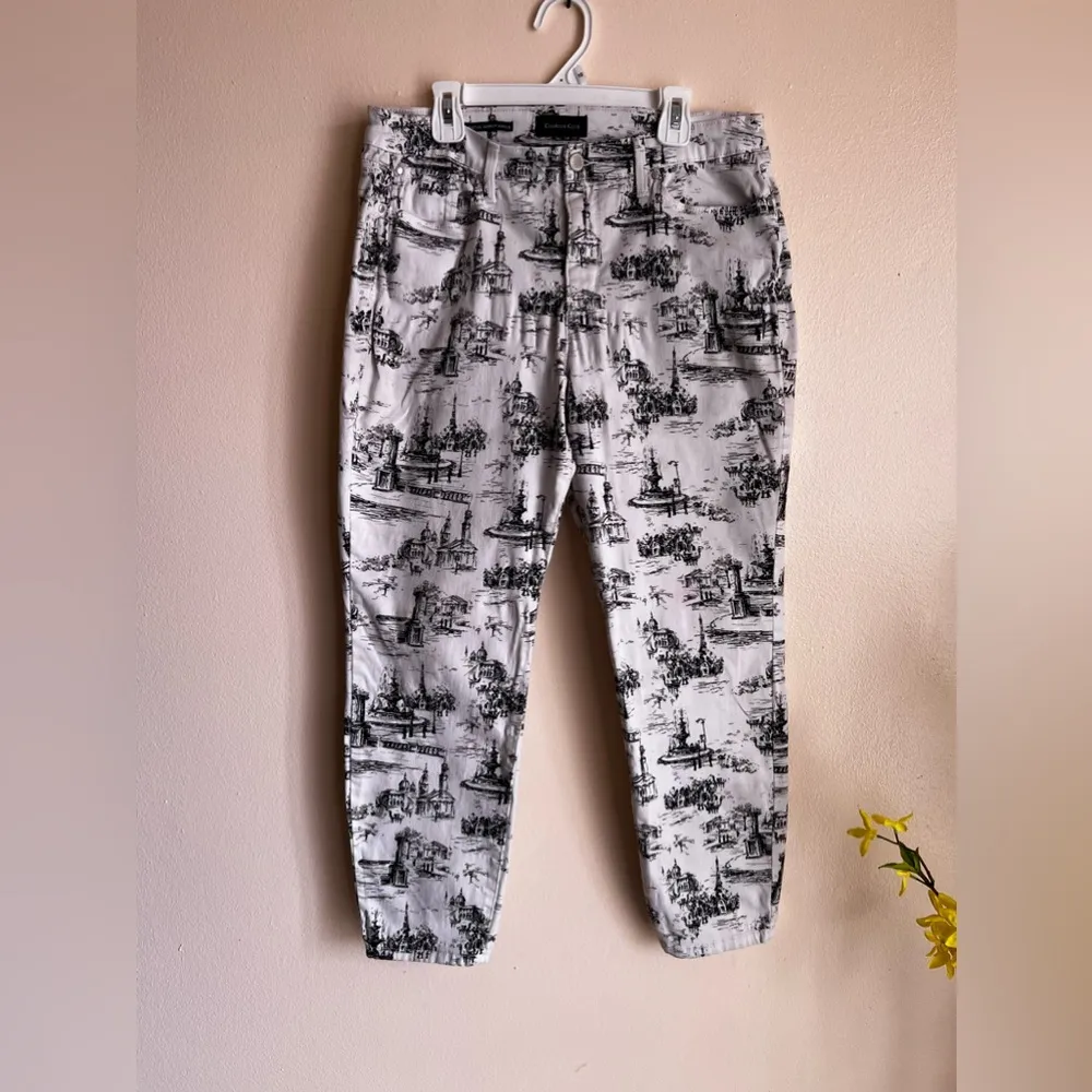 Charter Club Denim Jeans Women’s Size 10p Bristol Skinny Ankle Black White Print - Image 2