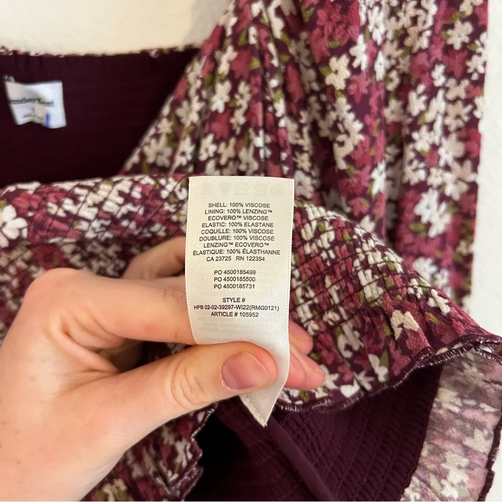 Aritzia Sunday Best Sinatra Rust Floral Long Sleeve Smoked Top Red - Image 6