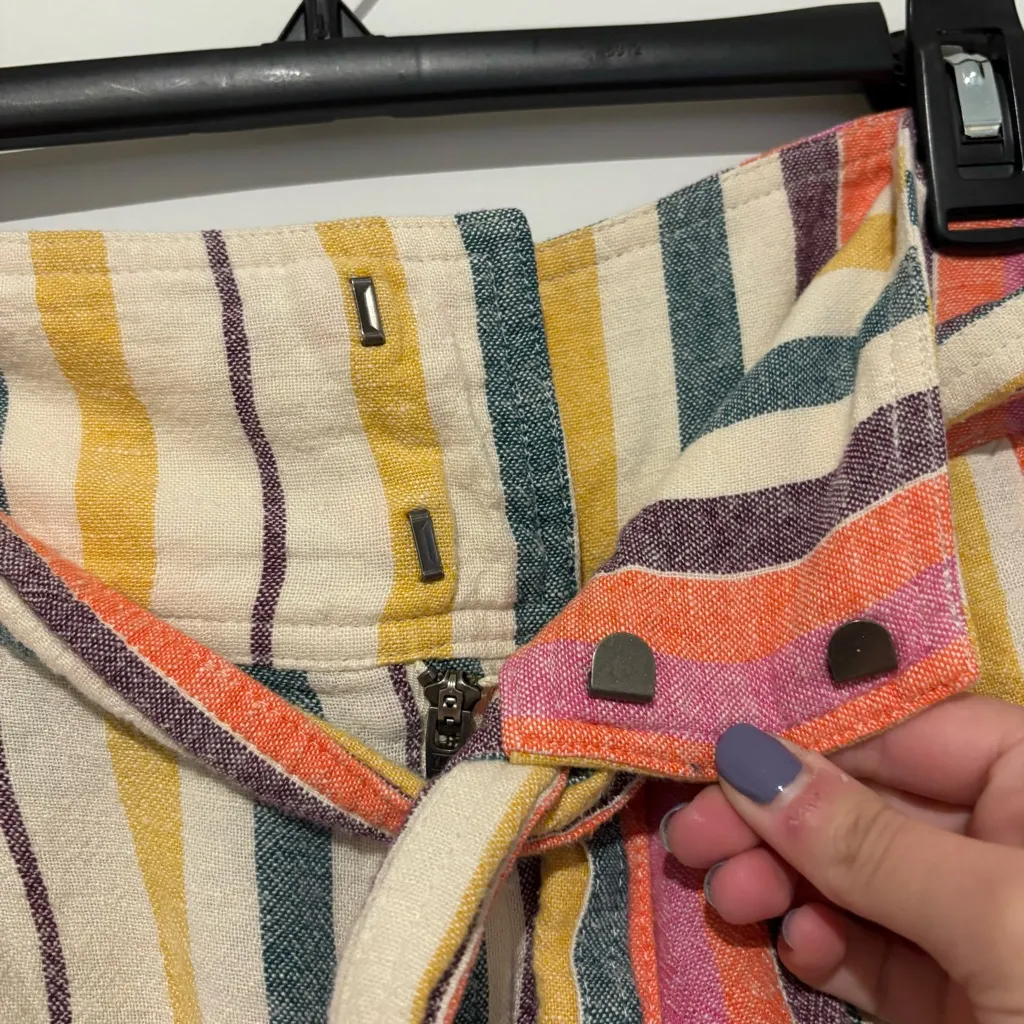 BP. Belted linen Pleated Paperbag Shorts Flowy High Waisted Multicolor small‎ - Image 3