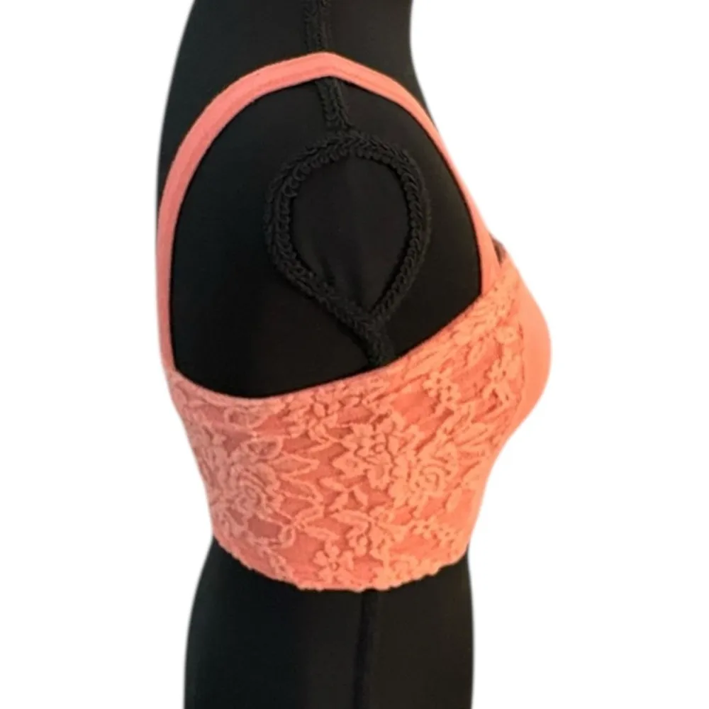 Hollister Crop Top Women’s Extra Small Pink Lace Bustier Y2K Soft Girl Coquette - Image 6