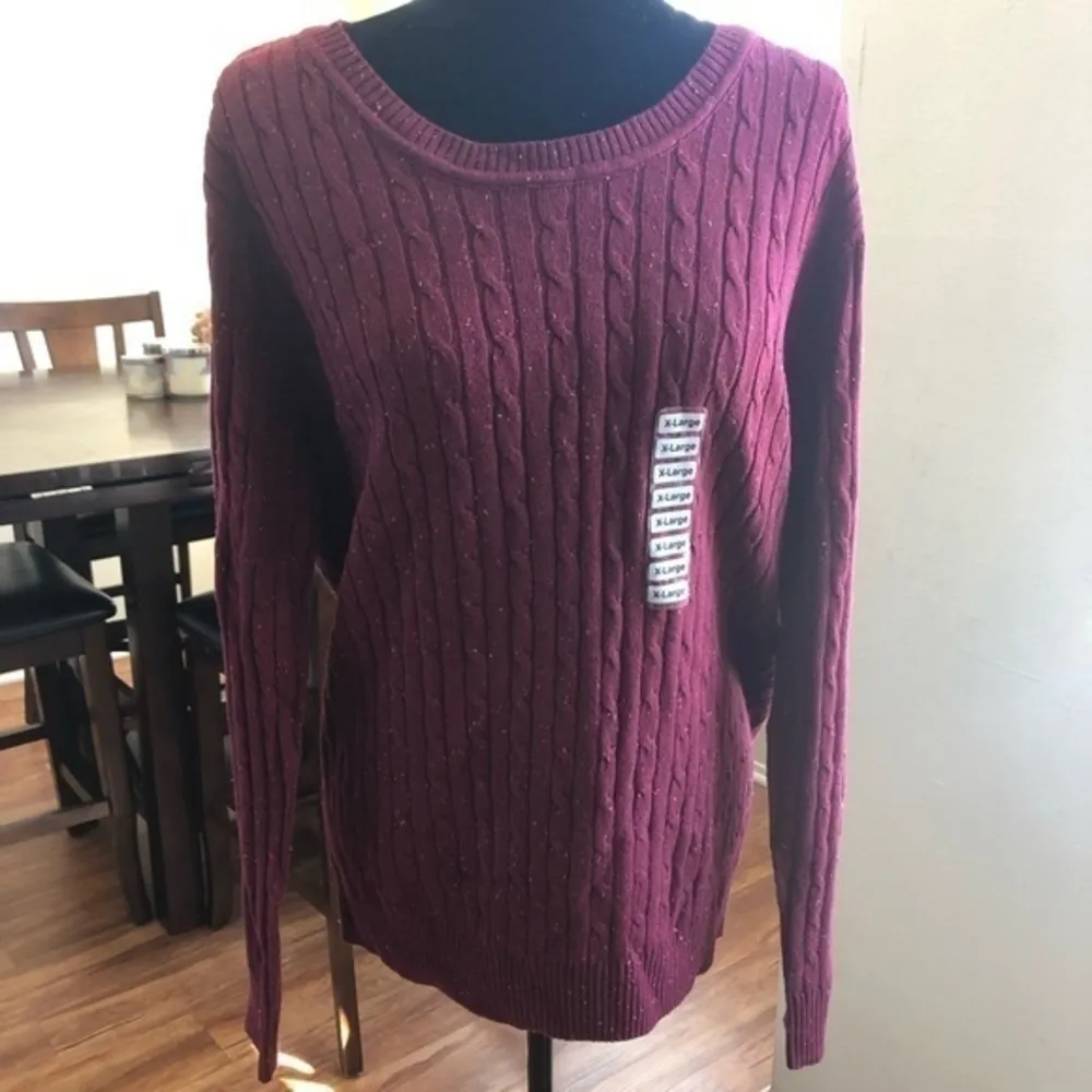 Karen Scott Cable Knit Crew Neck Sweater sz XL - Image 2