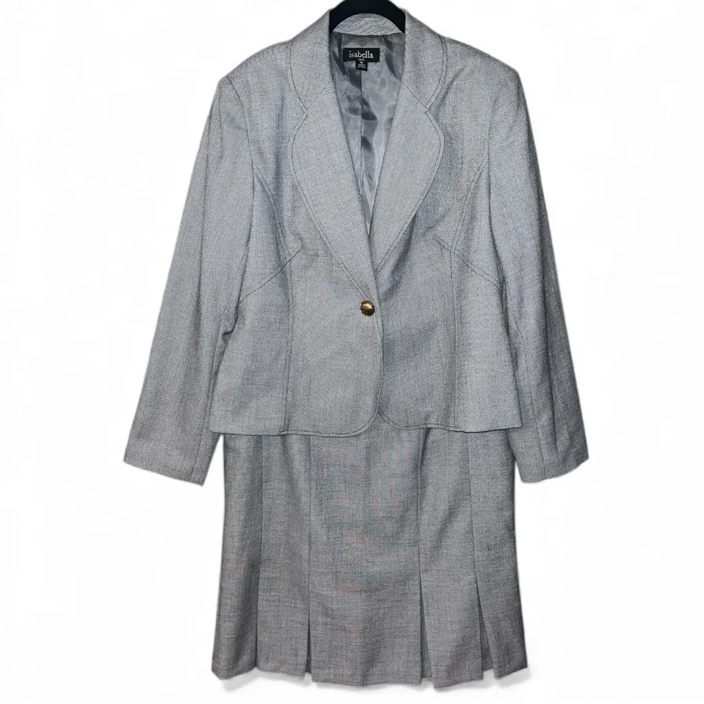 Size 14: Isabelle Gray 2 Piece Woven Fabric Tailored Career Suit - Image 11