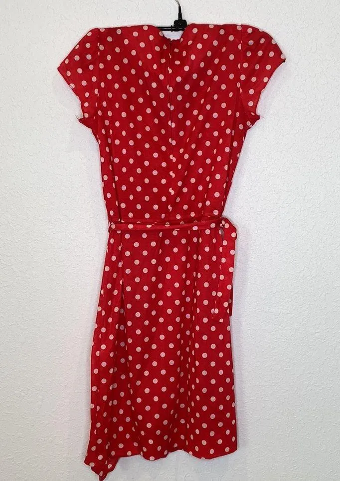Vintage MSII Petites Polka Dot Red & White Mini Dress Short Sleeve EUC Sz 6P - Image 4