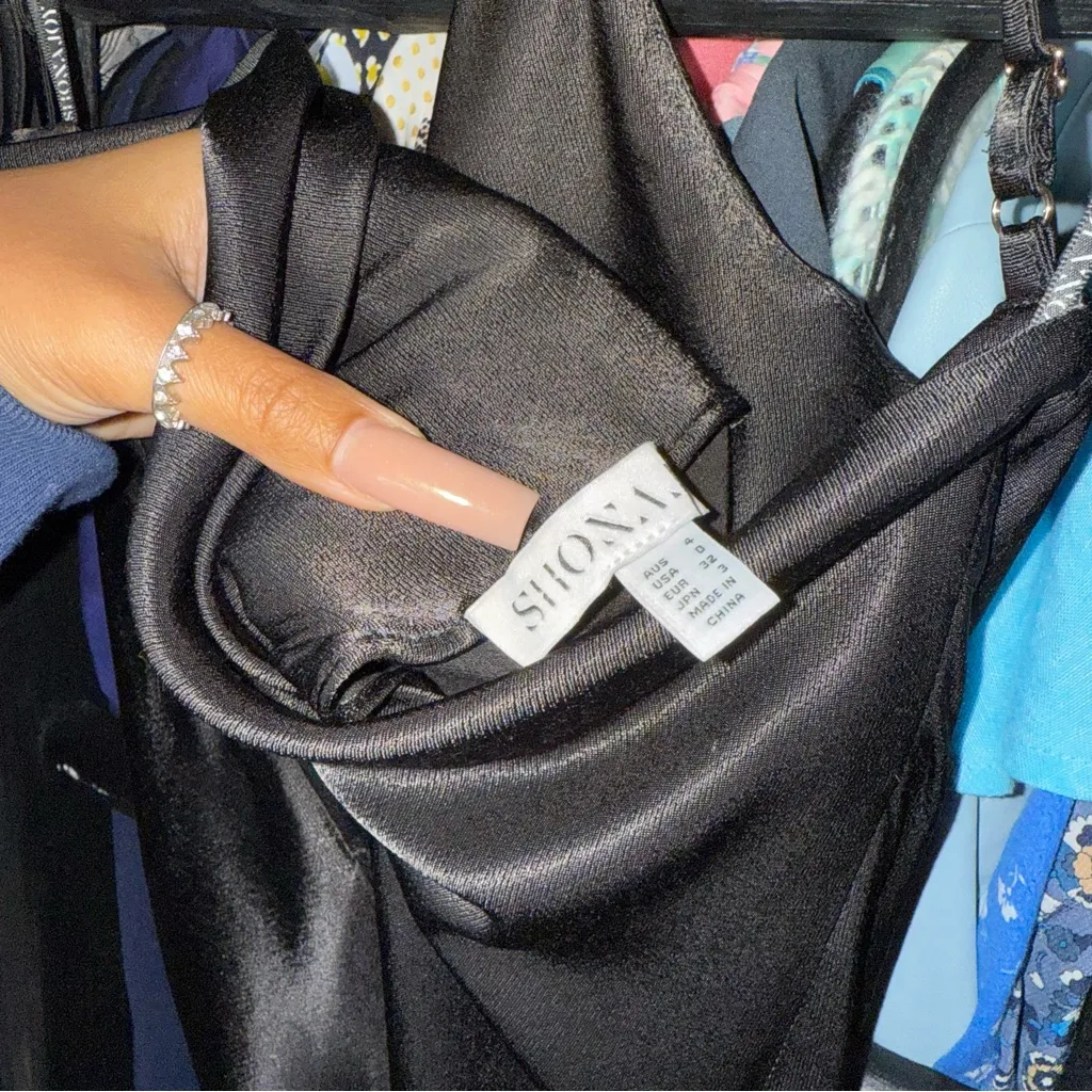 Shona Joy Mia One Shoulder Cowl Back Satin Top in Black - Image 10