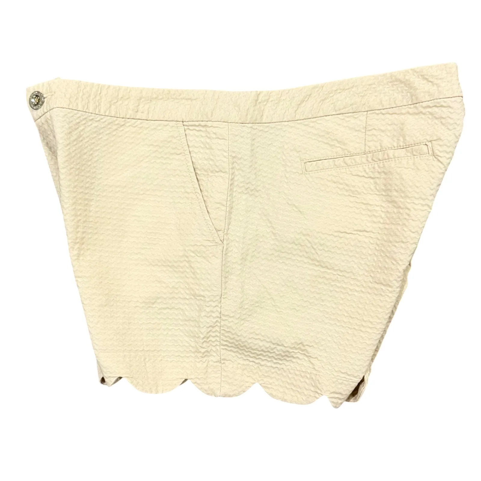Lilly Pulitzer Scalloped zig zag texture Shorts Beige -Gold Shimmer Women's 14 - Image 4
