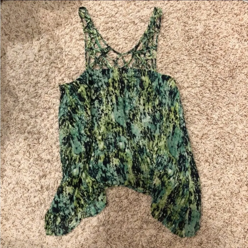 BCBG Green Cage Caged Flowy Strappy Tank Top Green Dressy Party Small - Image 5
