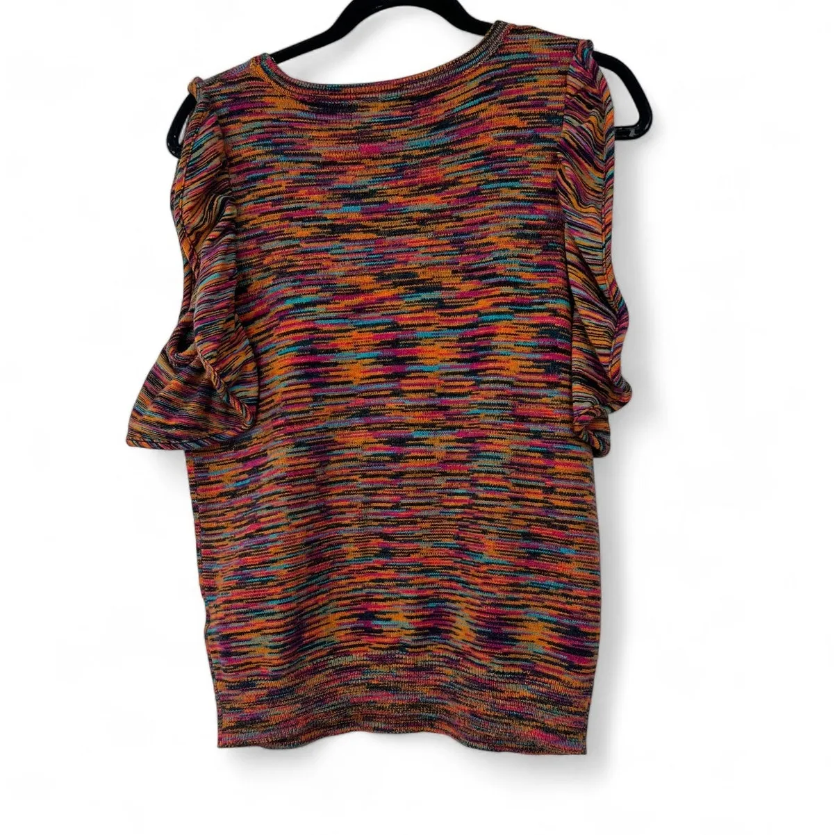 Anthropologie M Colorful Ruby Flutter Sleeve Knit Top Ruffle Sleeveless Sweater - Image 3