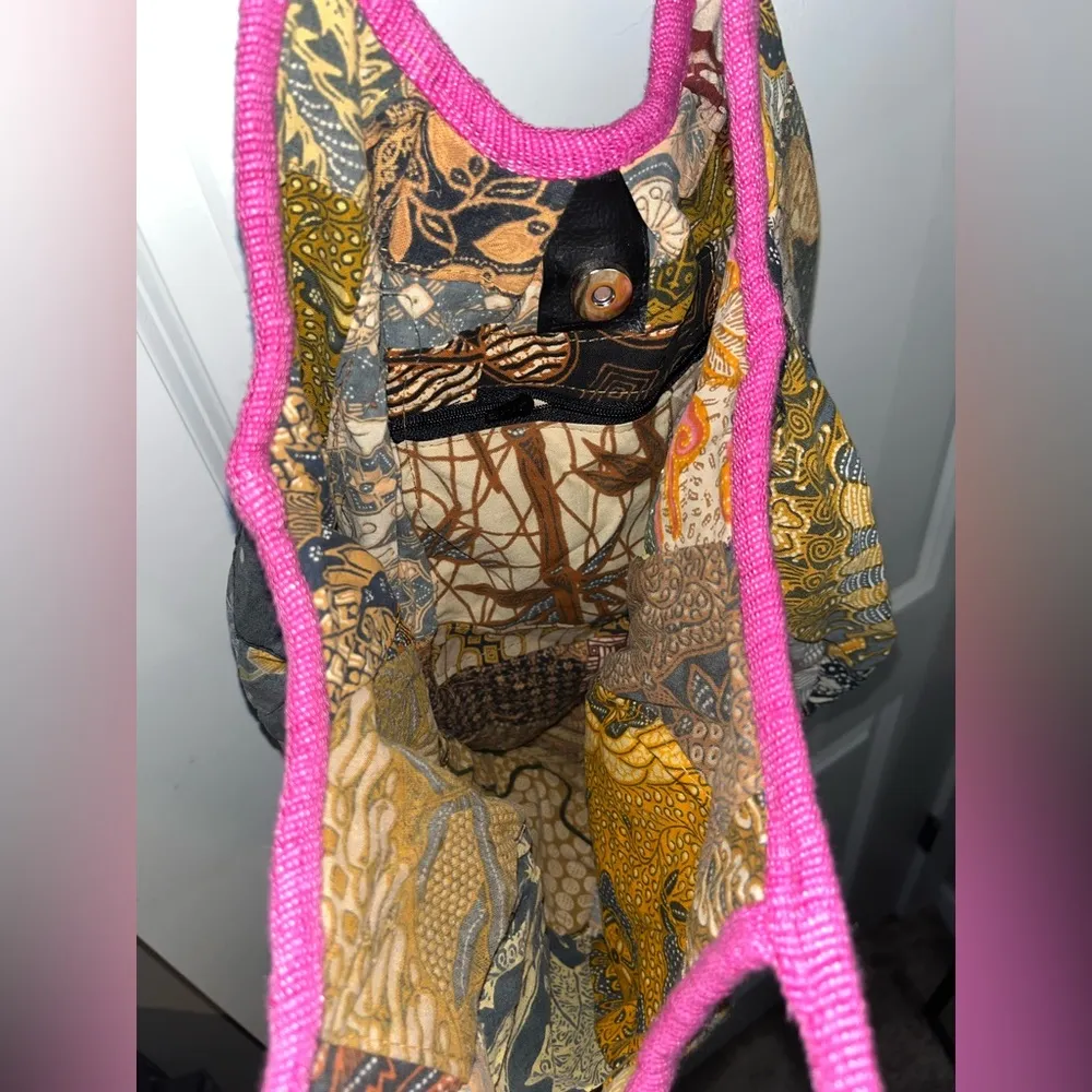 NWT Tangerine Temple Mixed Fabric Patched Boho Shoulder Mini Bag - Image 10