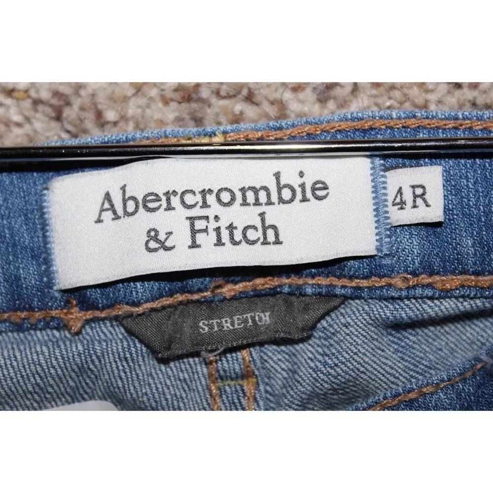 Womens Abercrombie & Fitch Stretch Blue Denim Light Wash Boot Cut Jeans Size 4 R - Image 3