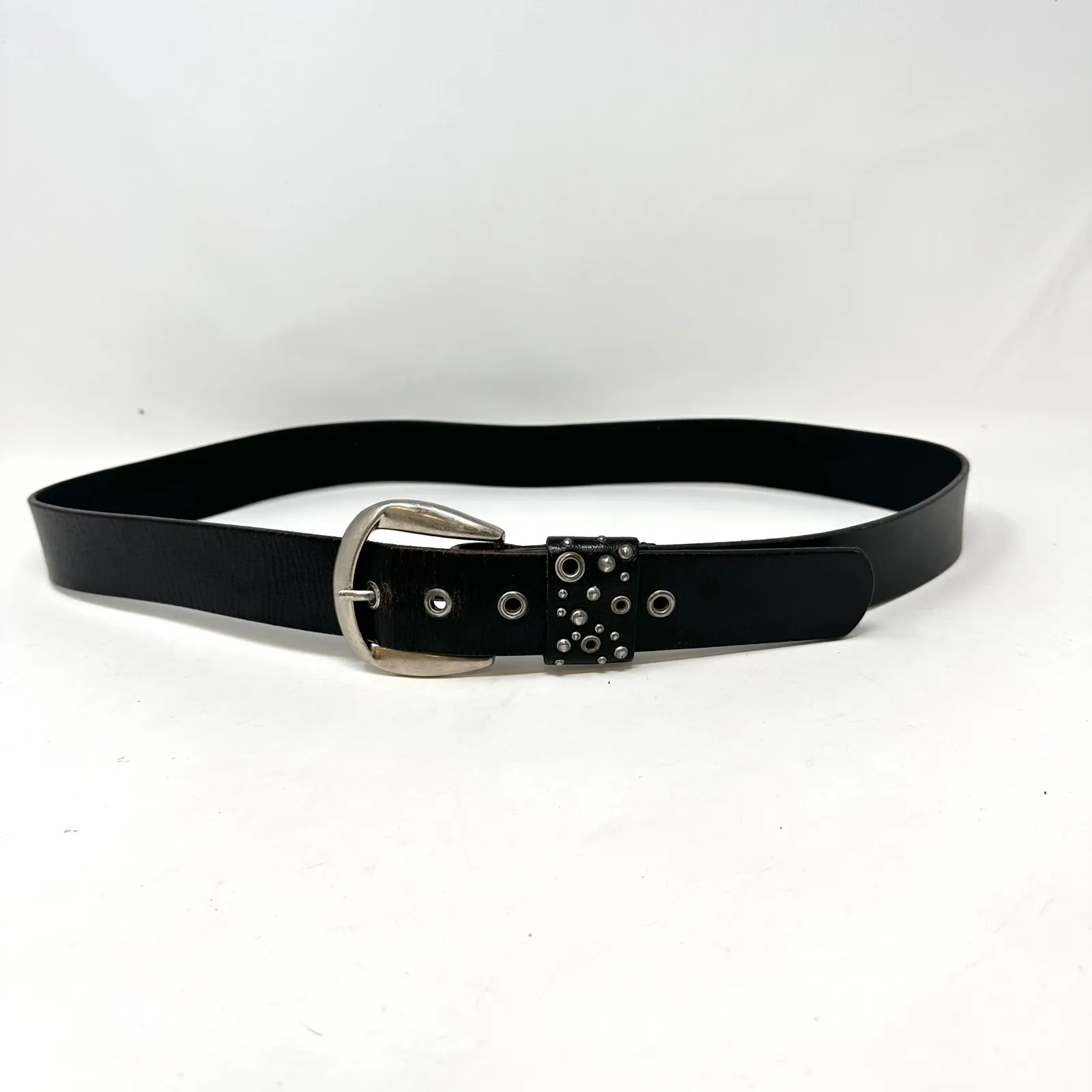 Unbranded Studded Loop 1.5"‎ Black Leather Belt XL - Image 2
