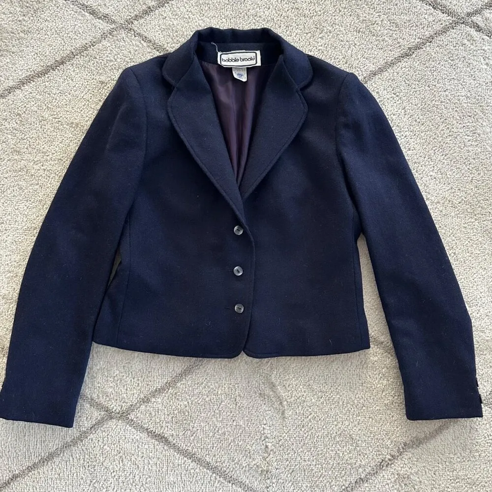 Vintage 60s/70s Bobby Brooks Wool Blend Cropped Navy Blazer Blue Size XS - Image 2