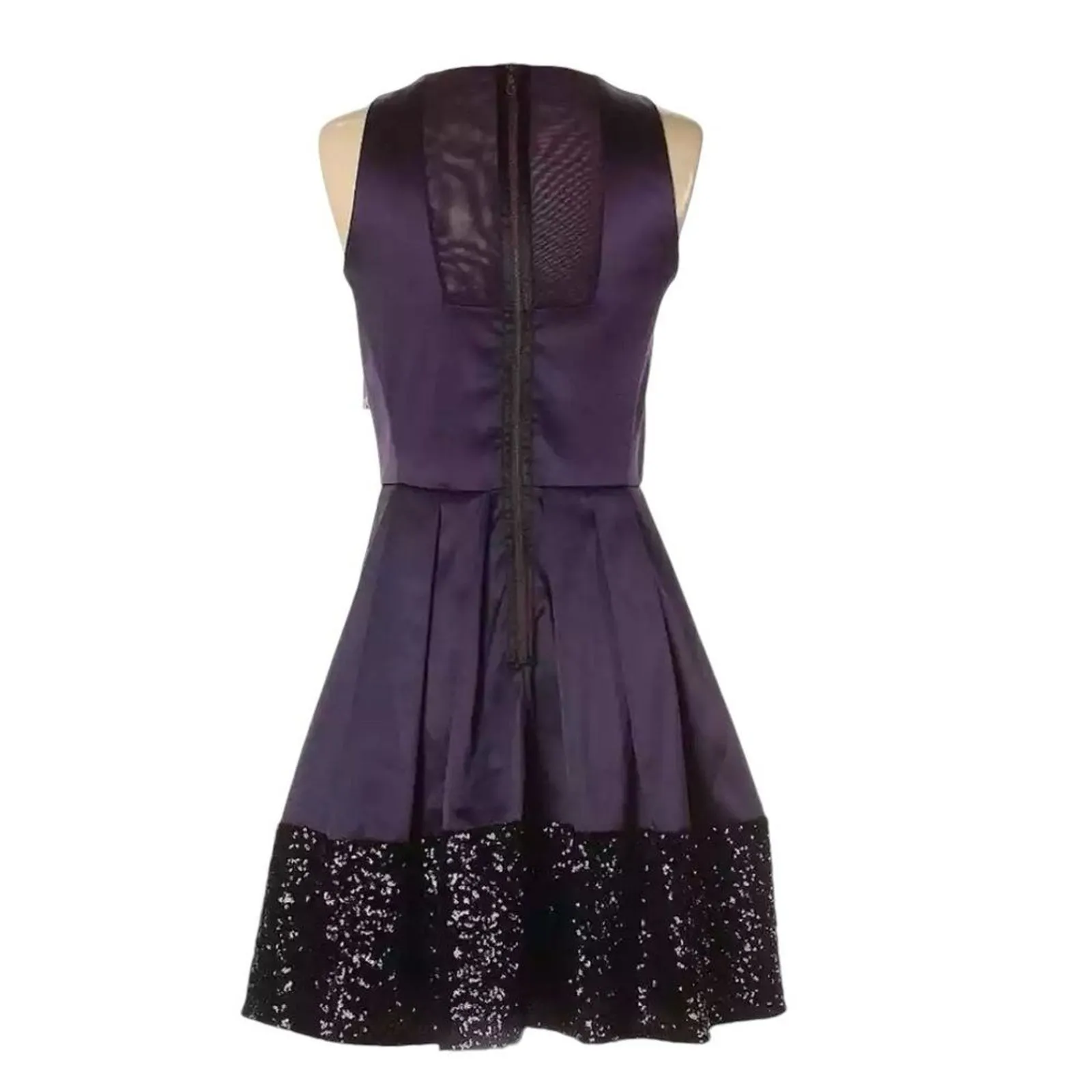 Taylor Womens Purple Satin Cocktail Dress Size 10 Sequin Formal Wedding Guest - Image 4