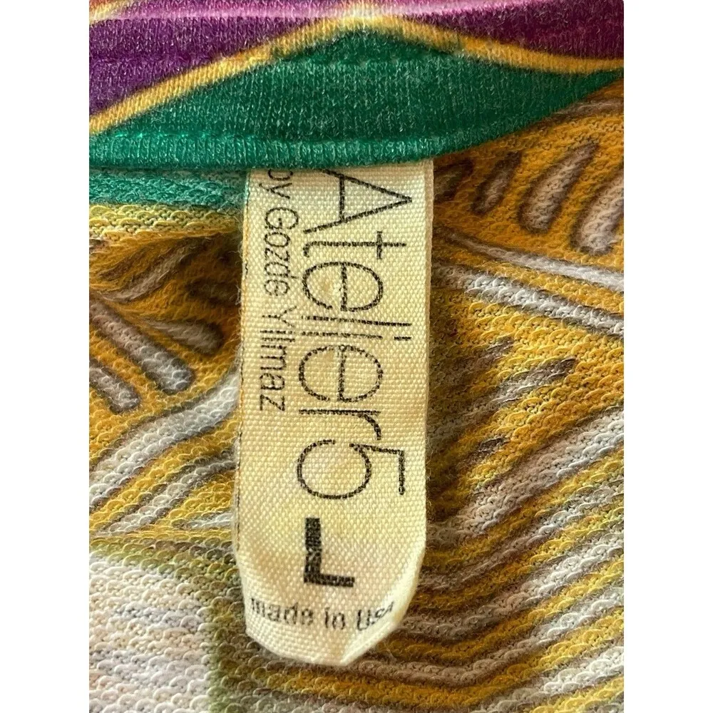 Atelier 5 By Godze Yilmaz Bold Geometric 3/4 Sleeve Kafton Dress L Art Deco Size L - Image 7