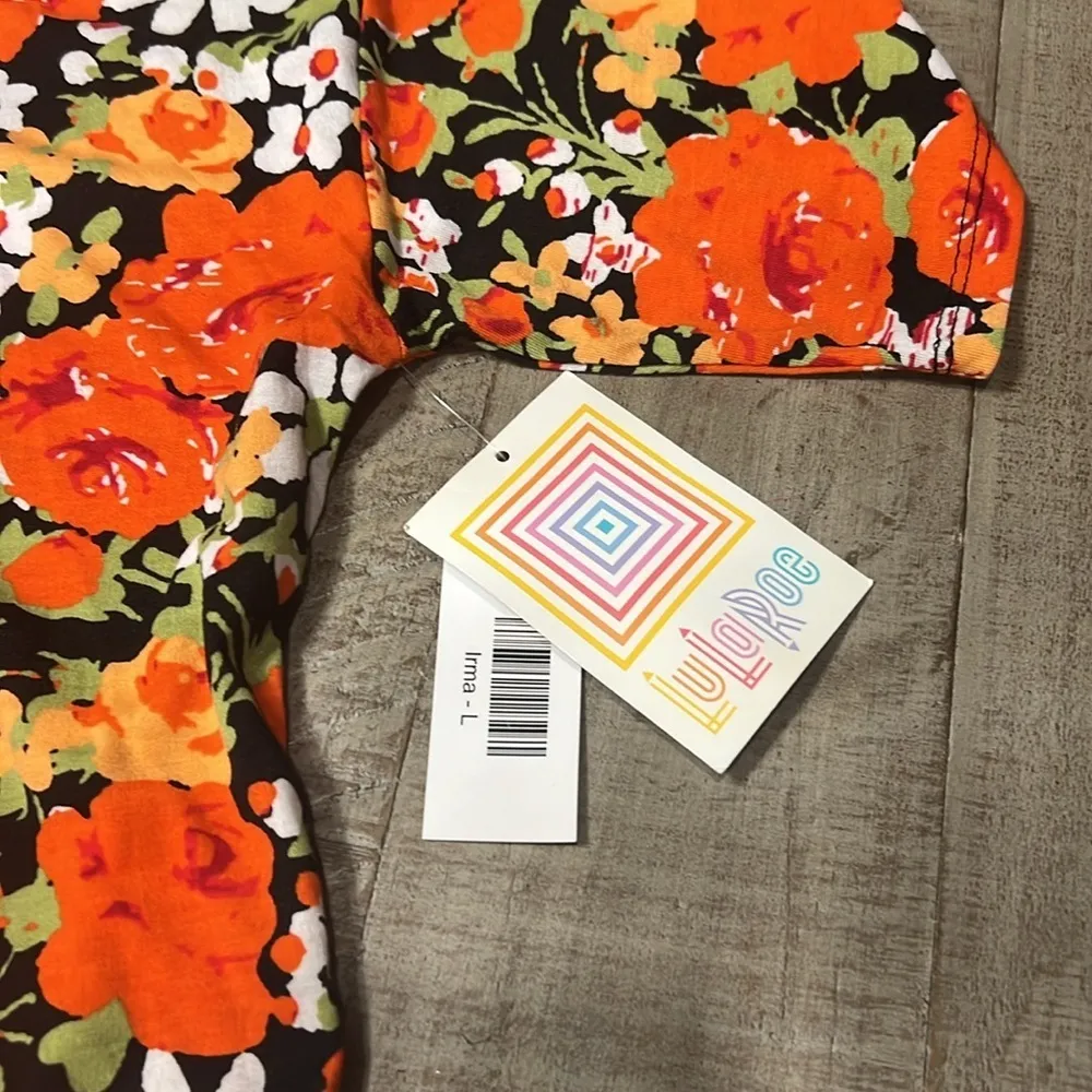 LuLaRoe NWT Womens Size L Colorful Floral Irma Relaxed Fit T-shirt Short Sleeve - Image 2