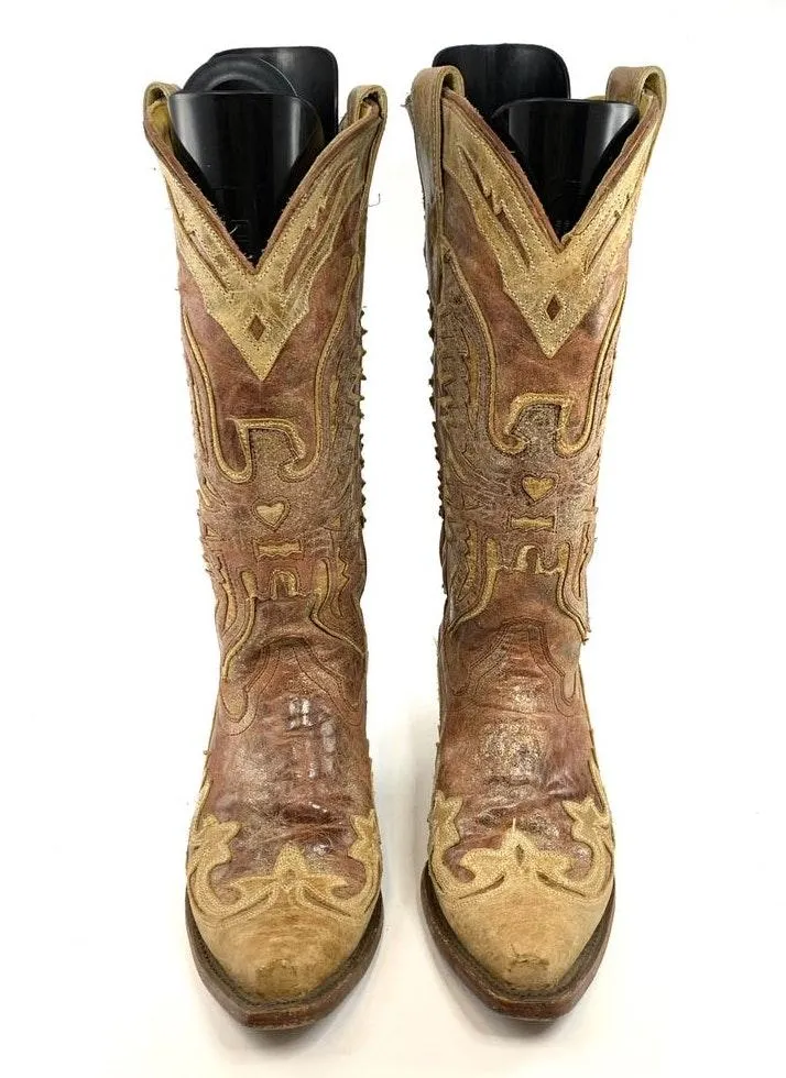 Corral Distressed patchwork leather cowgirl boots - Image 2