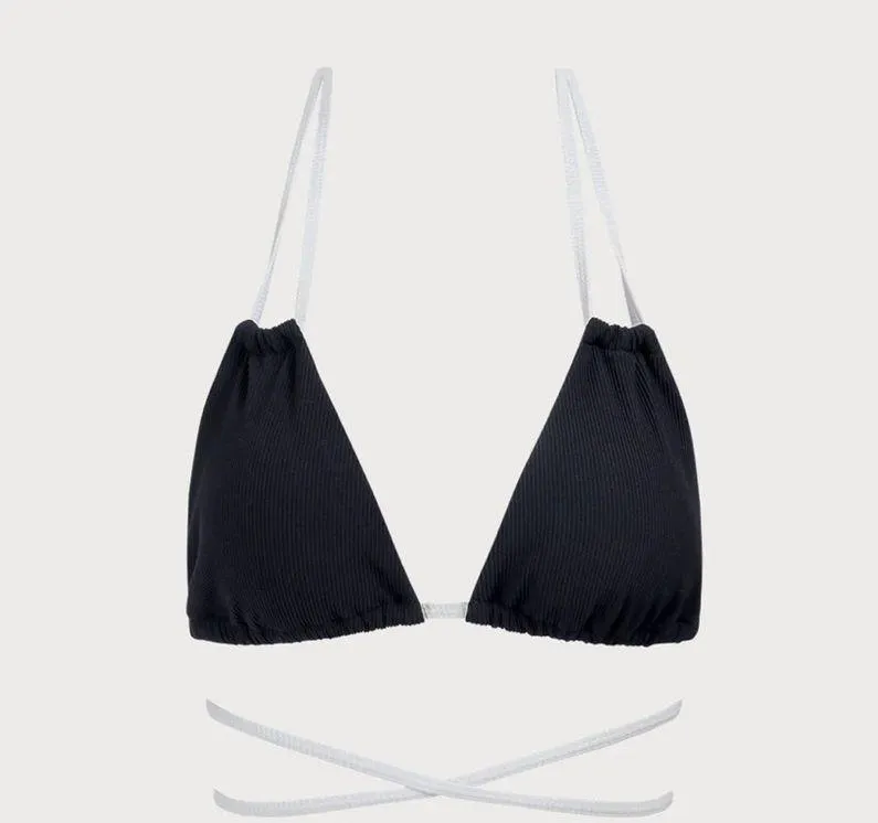 Berlook Contrast Triangle Halter Bikini SET 69 Black Size M - Image 9