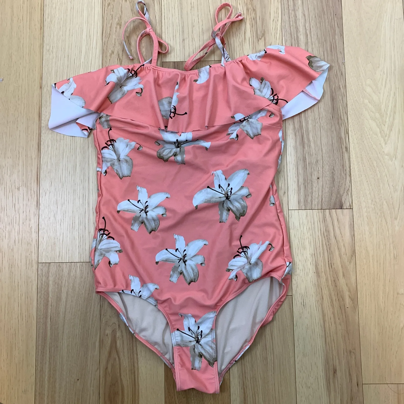 Albion Fit The Wave One Piece Off Shoulder Floral Swimsuit Sunset Size XL - Image 4