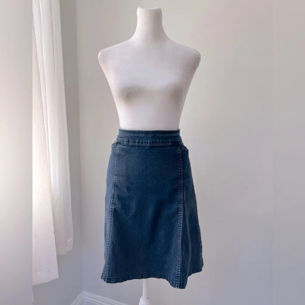Halogen Dark Denim Knee Length Skirt - Image 2