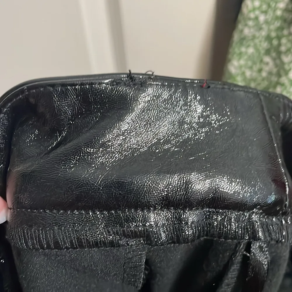 7 For All Mankind Black Vegan Leather Cropped Easy Trouser - Image 8