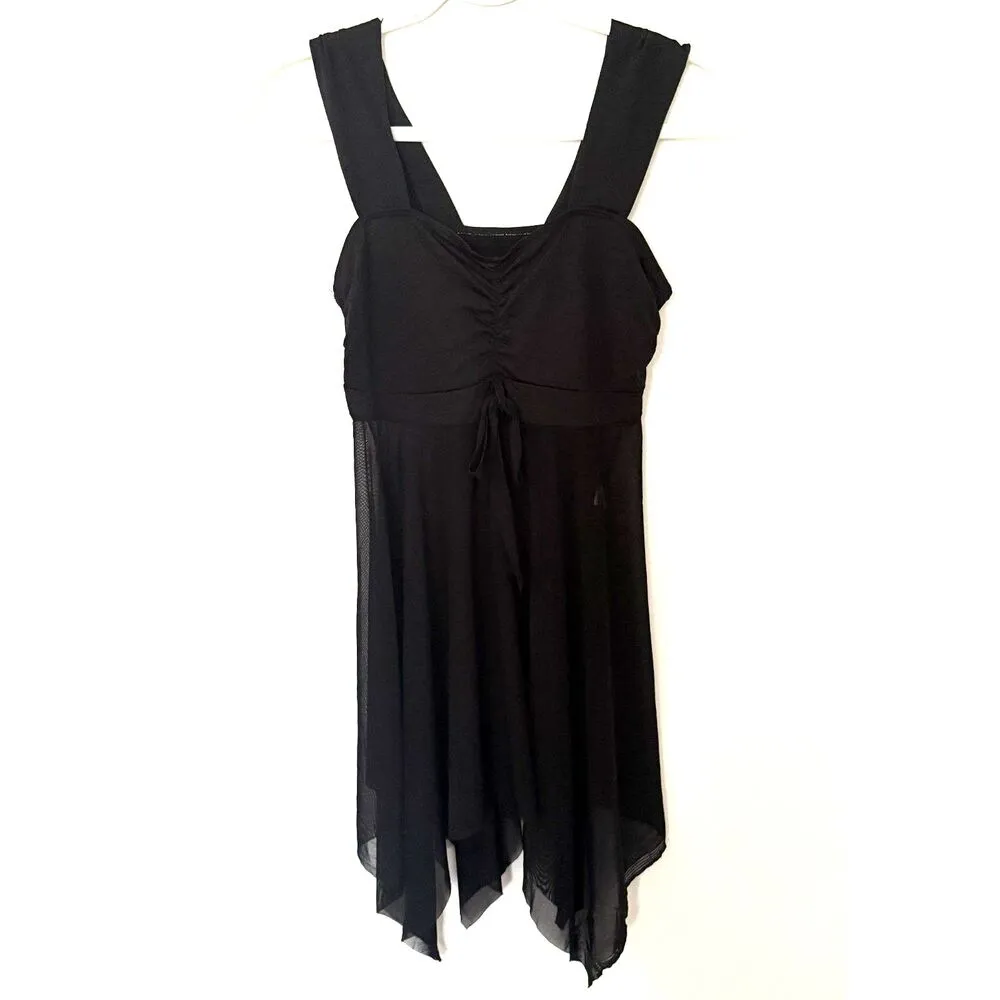 Chic Y2K Black Sleeveless Asymmetrical Ruched Flowing Drapey Womens Top Sz XS - Image 2