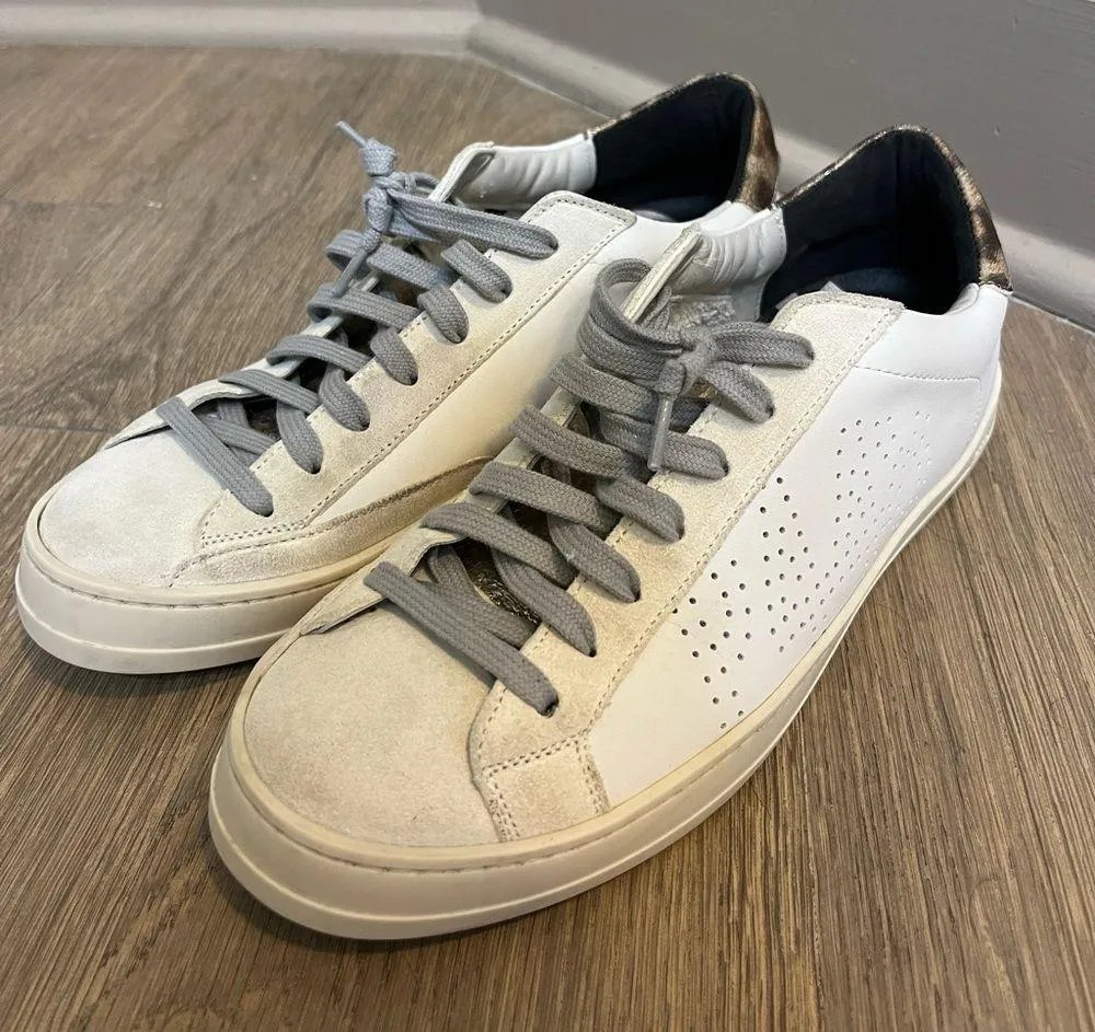 John Low Top Sneaker (Women) Size 40 in White/Leopard - Image 2