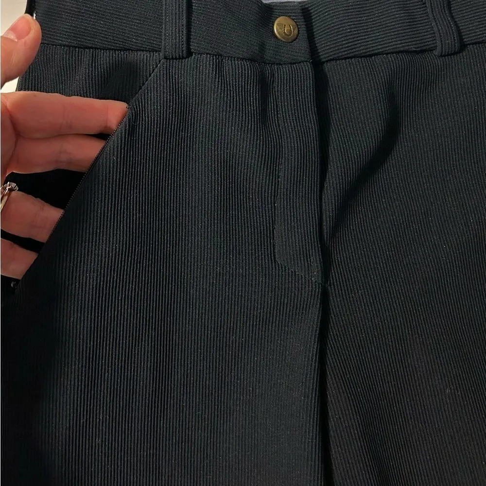 Tuff Rider Black Ribbed Front Zip Stretch Knee Breeches Riding Pants Size 26 - Image 5