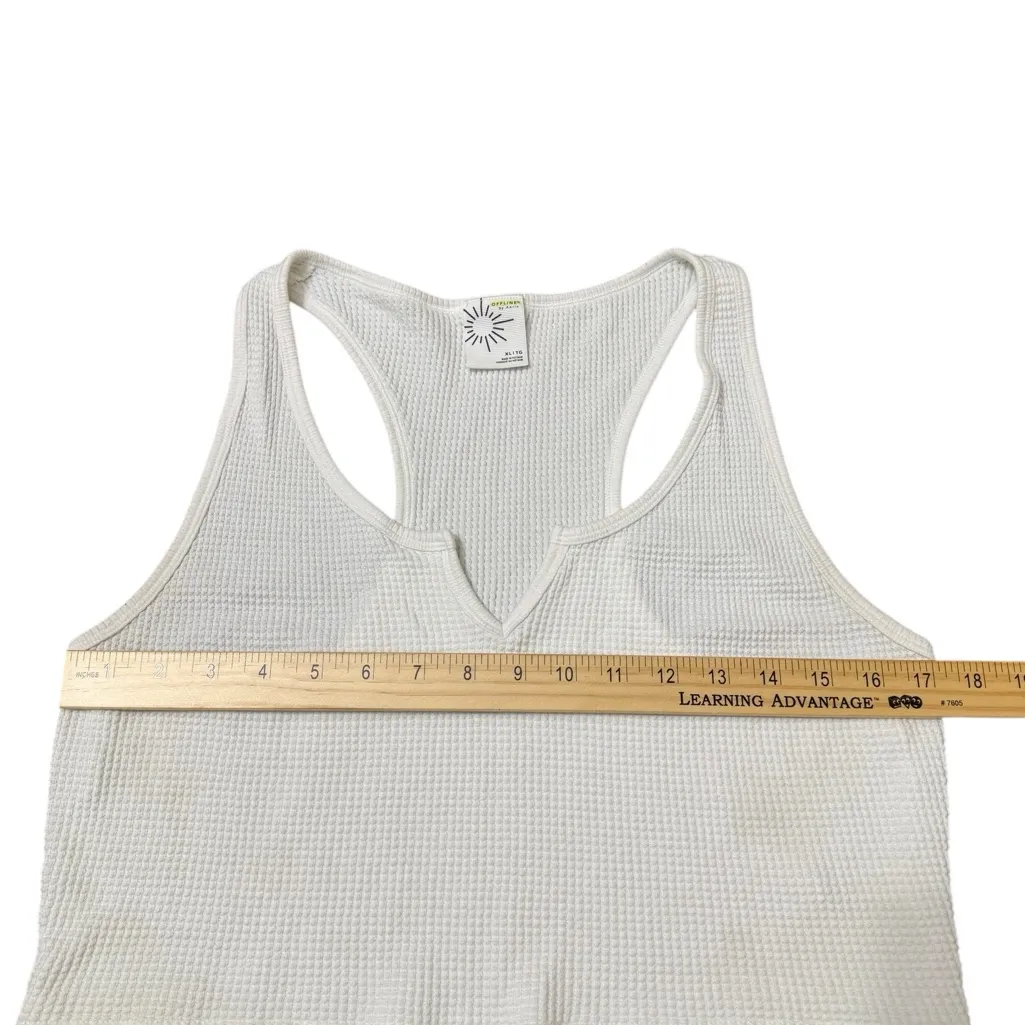 Aerie White Waffle Knit Crop Tank Top - Image 6